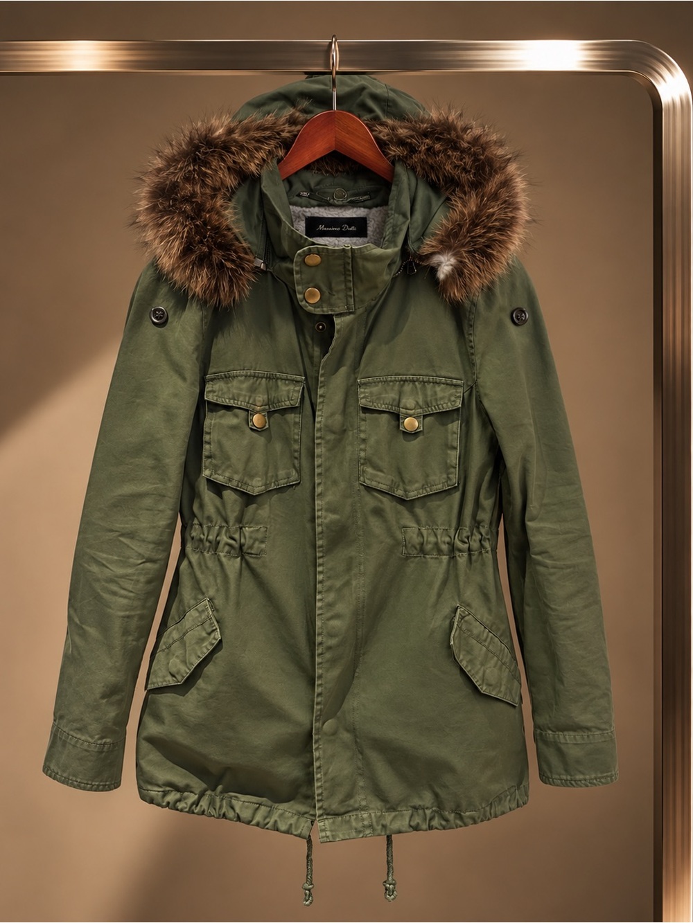 Patterson J. Kincaid Army Green Parka Fox Fur Hood Removable Sherpa Vest XS